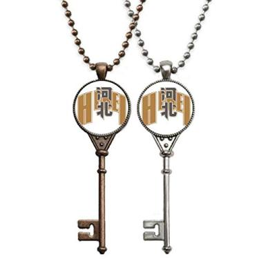 Imagem de OFFbb-USA Colar com pingente de chave da província da cidade de Hebei, joia para decoração de casais
