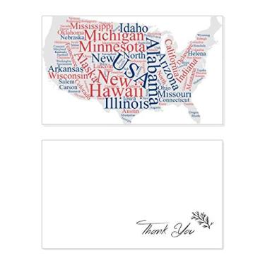 Imagem de Mapa dos EUA América City Wordcloud cartão de agradecimento aniversário saudação casamento agradecimento