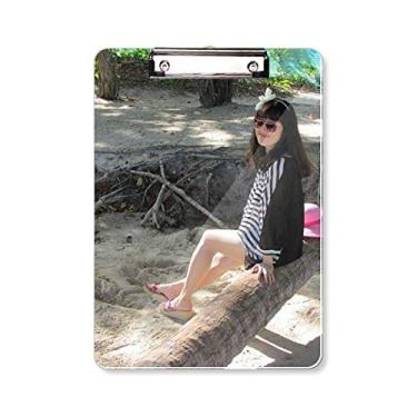 Imagem de Prancheta de prancheta Beach Coconut Ellie Yao Sea Pink Hat Pasta para escrita A4