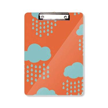 Imagem de Cloud Rain Gotejamento Padrão Laranja Prancheta Pasta Bloco de Escrita Placa de Apoio A4