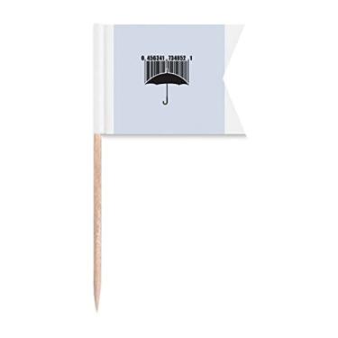 Imagem de Guarda-chuva, código de barras, Art Deco, presente, bandeiras modernas de palito de dentes, marcação de etiquetagem para festas, bolos, comidas de queijo