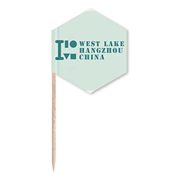 Imagem de West Lake Hangzhou China Art Deco, bandeiras de palito, palitos de cupcake, festa comemoração