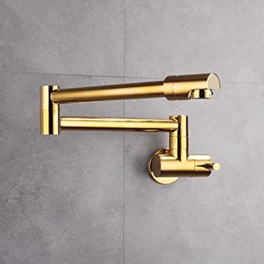 Imagem de Torneira misturador para lavatório dobrável de latão grau único frio torneira de bidê giratória montada na parede, ouro