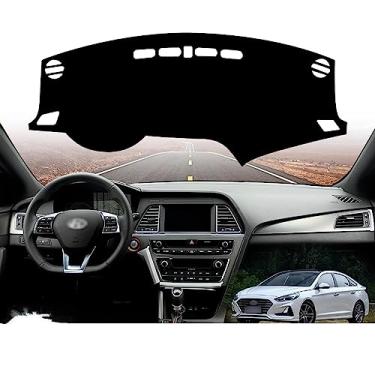 Imagem de SUNMME Tapete de couro para painel de carro, capa de carro, almofada protetora de couro, adequado para acessórios Hyundai Sonata LF 2015-2018