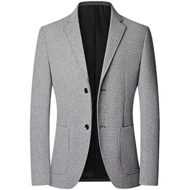 Imagem de Blazers Para Homens Reino Unido, 2 Botões Terno Casaco Cinza Jaquetas Casaco Cor Lisa Blazer Ajuste Regular Vestido Formal Jaqueta Elegante Formal Jaqueta Adequado Para Festa Data Blazer Inteligen