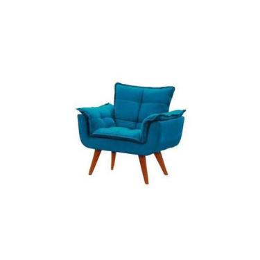 Imagem de Cadeira Decorativa Opala Pés Palito Sued Azul Turquesa - Kimi Design