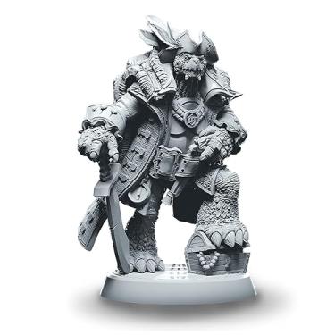 Imagem de Krog, Capitão Casco de Ferro - Tortle Pirata - Miniatura sem pintura para RPG