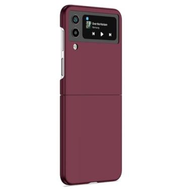 Imagem de Para samsung z flip 5 4 3 2 caso untra fino anti-impressão digital à prova de choque capa dura para z flip telefones, clarete, para galaxy z flip 2