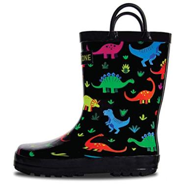 Imagem de Botas de chuva infantis Lone Cone para meninas e meninos – Botas de chuva infantis de borracha natural à prova d'água com sola antiderrapante e alças fáceis de puxar – designs sólidos, padrões e