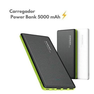 Imagem de Carregador Power Bank 5000 Mah Com Cabo V8 Compatível Com Moto M/ Max