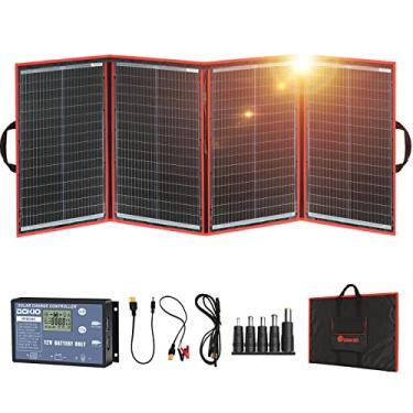 Imagem de DOKIO 220W 18V Kit de painel solar portátil Carregador solar dobrável com 2 saídas USB para 12v Baterias/Estação de energia AGM LiFePo4 RV Camping Trailer Car Marine
