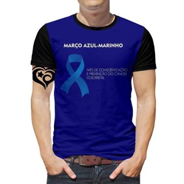 Imagem de Camiseta Março Azul Marinho Plus Size Masculina Blusa - Alemark