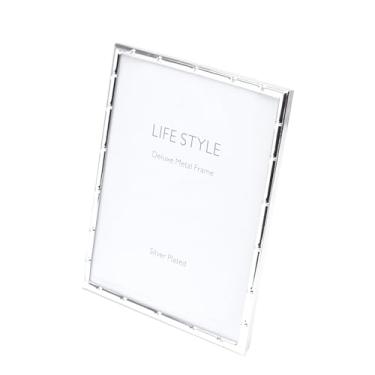 Imagem de WOLFF Porta-Retrato de Aço Bambu Prata 20cm x 25cm - Enxoval - Casamento - Decoração - Álbum de Fotos - Enfeites - Moldura Elegante Para Mesa e Parede