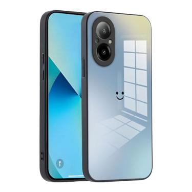 Imagem de XINYEXIN Capa de telefone de vidro gradiente para Xiaomi 14 Ultra Cover - fina protetora, amortecedor de silicone macio, à prova de choque e resistente a arranhões - azul