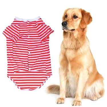 Imagem de Sosoport camiseta de cachorro Roupa para cachorros em passeios Roupa para cães Husky roupas de cachorro camisa simples para camisas colete de algodão para cachorro colete de cachorro listra