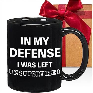 Imagem de CATABUBU In My Defense I Was Left Unsupervised, Caneca masculina engraçada, sarcástico para irmão, pai, marido, homens, pai, namorado, colega de trabalho, amigos, presente de