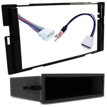 Imagem de Moldura De Painel 1 Din 2 Din + Chicote de Ligação + Chicote Adaptador Antena March Versa Sentra 2015 à 2021 Black Piano