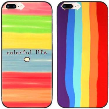 Imagem de 2 peças colorido vida arco-íris impresso TPU gel silicone capa traseira para Apple iPhone todas as séries (iPhone 7 Plus/iPhone 8 Plus)