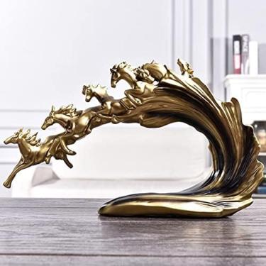 Imagem de Decoração de escultura de cavalo galopante feita à mão, acessórios para casa, estudo de escritório, decoração macia, ornamentos da sorte, estátua de cavalo, coleção de presentes de negócios,
