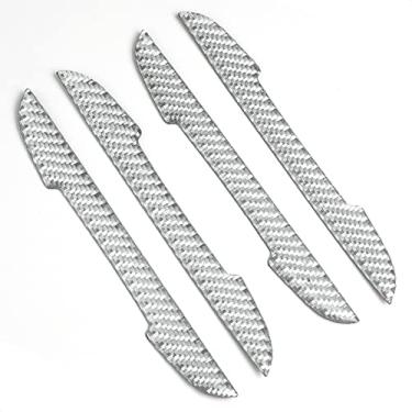 Imagem de SK CUSTOM Adesivo protetor protetor de borda de porta lateral de carro, adesivo protetor personalizado, fibra de carbono realmente macia, compatível com caminhonete SUV, fibra de carbono prateada