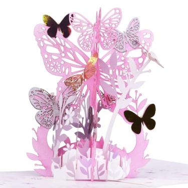 Imagem de Butterfly Flower Pop up Card, Pink 3D Basket Cards, Spring Paper Card, beautiful Greeting, Unique Gift for Women Wife Girl Daughter Mothers Day Anniversary Birthday With Envelope and Note 5" x 7"