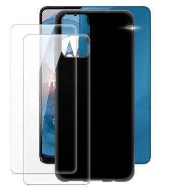 Imagem de MILEGOO Capa para Motorola Moto G04 4G + 2 peças protetoras de tela de vidro temperado, capa ultrafina de silicone TPU macio à prova de choque para Motorola Moto G24 4G (16.7 cm) preta