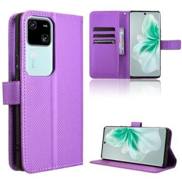Imagem de Elubugod Capa de couro compatível com Vivo V30 5G, capa flip de couro PU compatível com Vivo V30 Pro 5G V2319 / V30 5G V2318 capa roxa