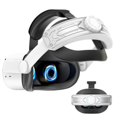 Imagem de AMZDM Head Strap para Meta Quest 2 VR Headset Elite Strap Ajustável Couchinho de Espuma de Topo em Couro PU Branco Clássico