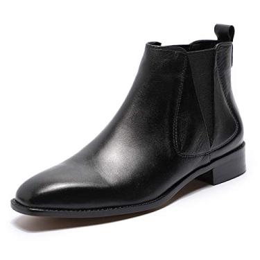 Imagem de Bota feminina de couro com cadarço e bico redondo da Mona Fling, cano curto, sapatos casuais, Black-4, 7.5