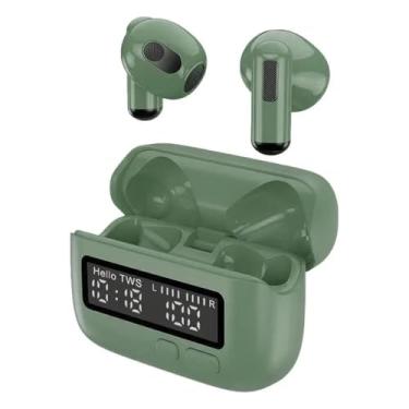 Imagem de Waillynice Fones de ouvido sem fio com cancelamento de ruído, som Hi-Fi, resistente ao suor, esportivo, viva-voz, à prova de suor, mostrador digital (verde)