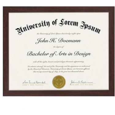 Imagem de Americanflat Moldura de diploma de 21 x 28 cm com vidro resistente a estilhaçamento - Molduras de documentos com madeira projetada - Coleção Legacy - Moldura de certificado para mesa e parede - Mogno