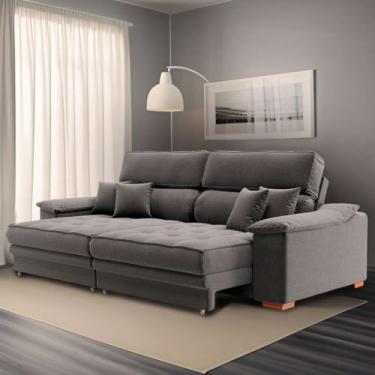 Imagem de Sofá 3 Lugares Retrátil e Reclinável Leonard Linho Grafite