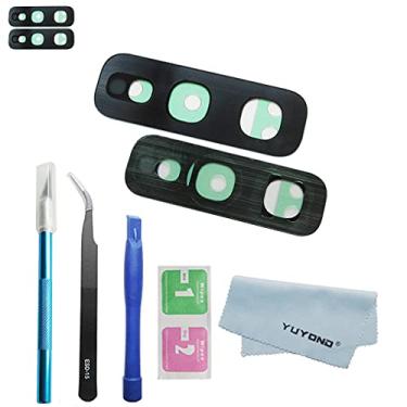 Imagem de YUYOND 2 peças de reposição de lente de vidro da câmera traseira preta OEM para Samsung Galaxy S10e (todas as operadoras) com adesivo pré-instalado com kit de ferramentas (2 peças preta)