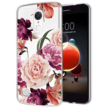 Imagem de sidande Capa para LG Aristo 3 Plus/Aristo 2 Plus/Aristo 2/Tribute Dynasty/Tribute Empire/Fortune 2/Rebel 3 LTE, Capa protetora fina de TPU transparente e macia para LG Aristo 3 (flor roxa)