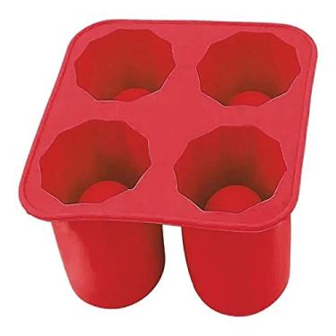 Imagem de Forma De Gelo De Silicone Cinza Molde 4 Copinhos Bar Bebidas Shot Tequila Drinks Festas