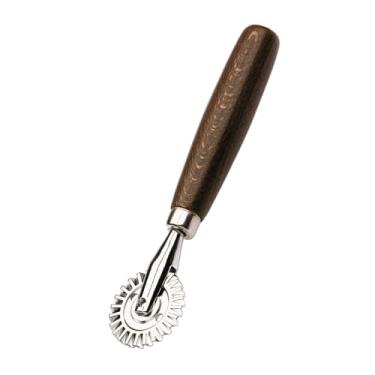 Imagem de Roda de pastelaria Tredoni 1,6" – Cortador/carimbo de massa, massa/ravióli/máquina de tortas, 4 cm de aço inoxidável com alça de madeira