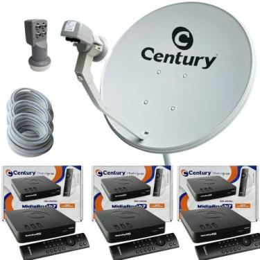 Imagem de Kit Antena Parabólica Ku Century 60cm C / 3 Midiabox B7