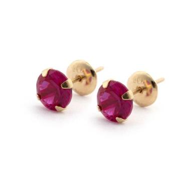 Imagem de Brinco de Ouro 18k Zircônia de 6mm Adulto Cálice - opções de cores - A
