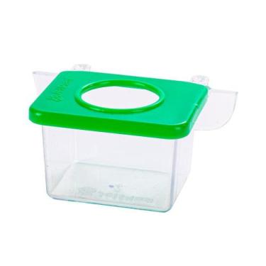 Imagem de Comedouro Jel Plast Pet Piu 1 Furo com Gancho Cristal Verde para Pássa