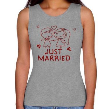 Imagem de Regata Feminina Just Married - Foca na Moda, Cinza, M