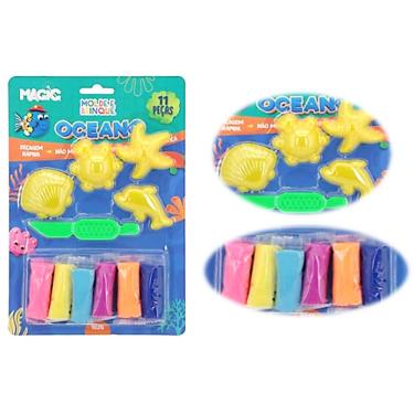 Imagem de Massa Modelar Molde e Brinque Criativa Oceano 11 Pçs Magic
