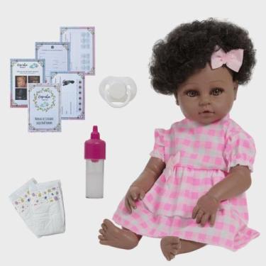 Imagem de Bebê Tipo Reborn 100% Vinil Cabelo Cacheado Com 13 Itens - Cegonha Reb