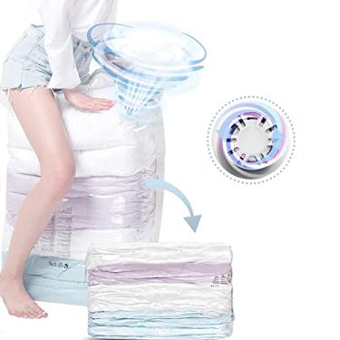 Imagem de Dimensional Vacuum Storage Space Saver 1 Medium Pack Saco de armazenamento a vácuo sem bomba para roupas, edredons, travesseiros, roupas de cama, cobers, guarda-roupas etc. Economize 80 espaço