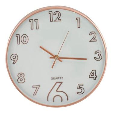 Imagem de Relógio Parede Cozinha Moderno Rosê Gold Grande 30x30cm - Minas de Pre