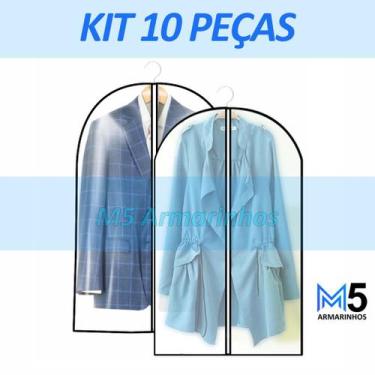 Imagem de Kit 10 Capas Protetora Para Roupas Terno Vestido Roupa Zíper - Art Hou