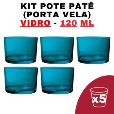 Imagem de Kit Potes Vidro Patê Ciano 120ml - 5 Unidades - Senhora Madeira