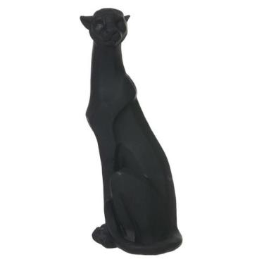 Imagem de ESCULTURA DECORATIVA POLIRESINA LEOPARDO PRETO 29,5cm - Flor Arte