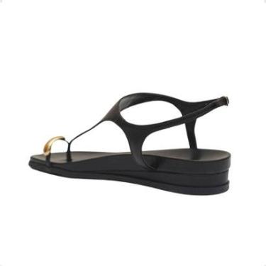 Imagem de Sandália Flat Anabela Aura Dayane Magalhães Dedo Couro Preta-Feminino