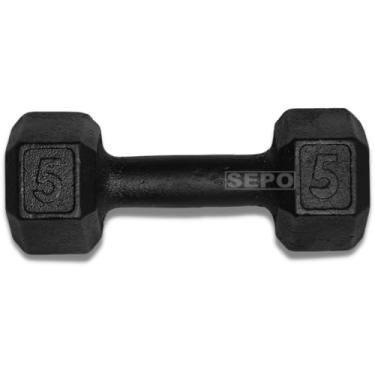 Imagem de Halter Sextavado de Ferro Fundido Pintado 5 Kg Preto
