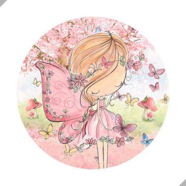 Imagem de Painel de Lona Redondo Jardim da Fada Encanto das Fadas Aquarela - Fab